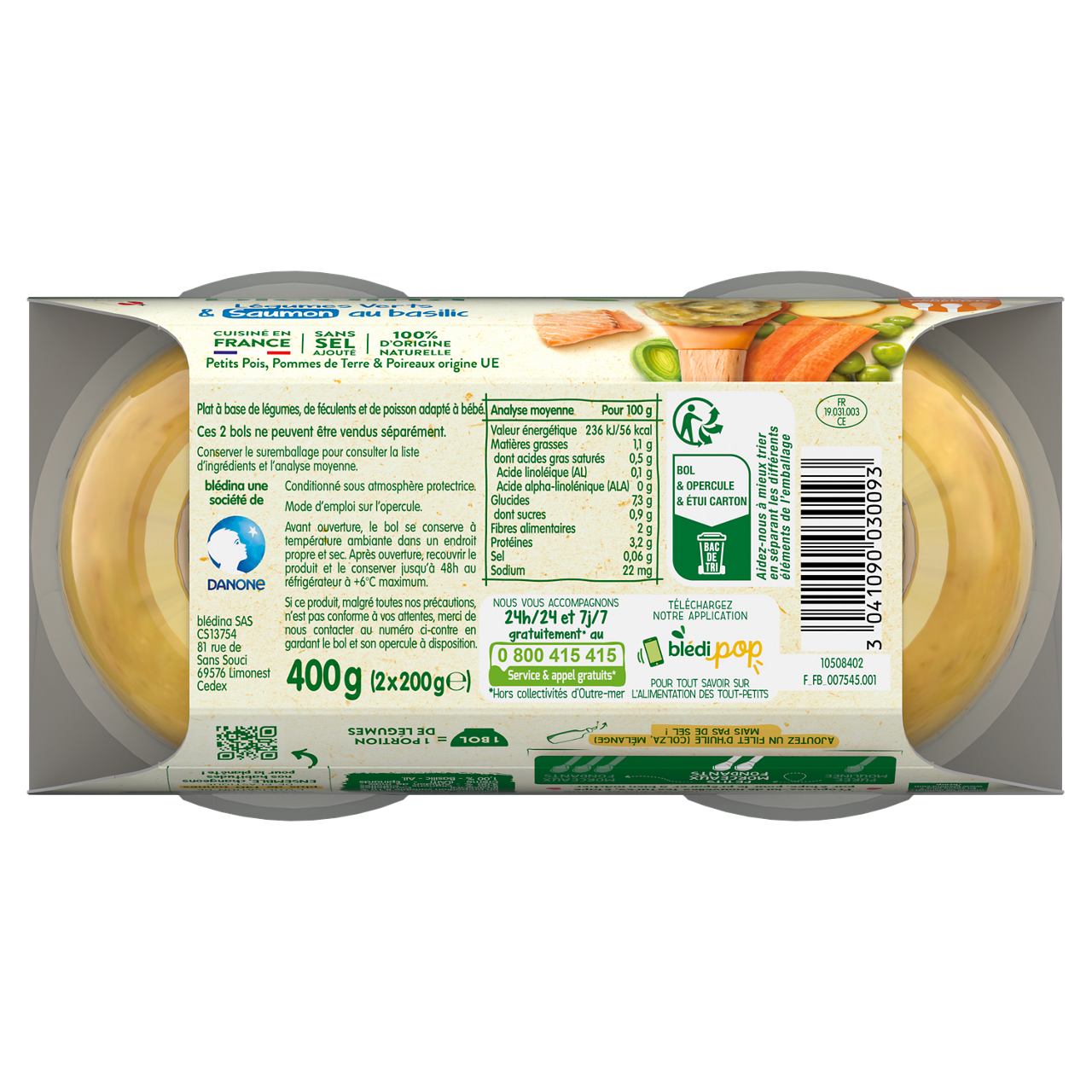 Blédina-Bledina-Végétables Salmon-8m+-400 g