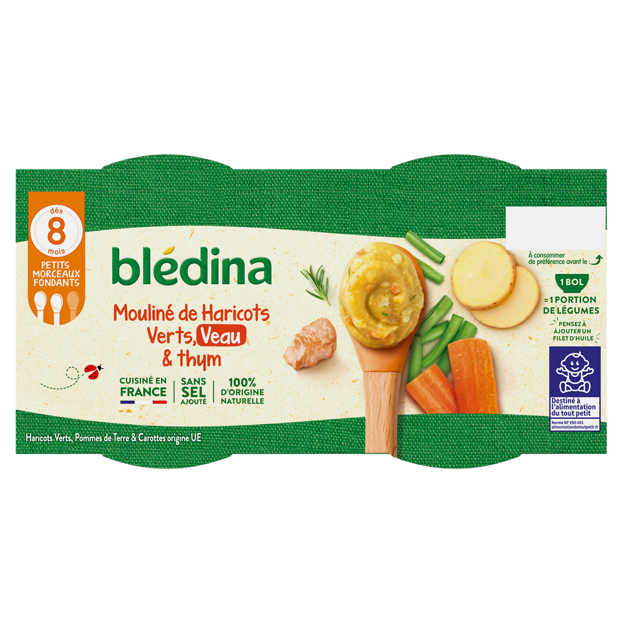 Blédina-Bledina-Grean Bean and Carrot Veal-8m+-400 g