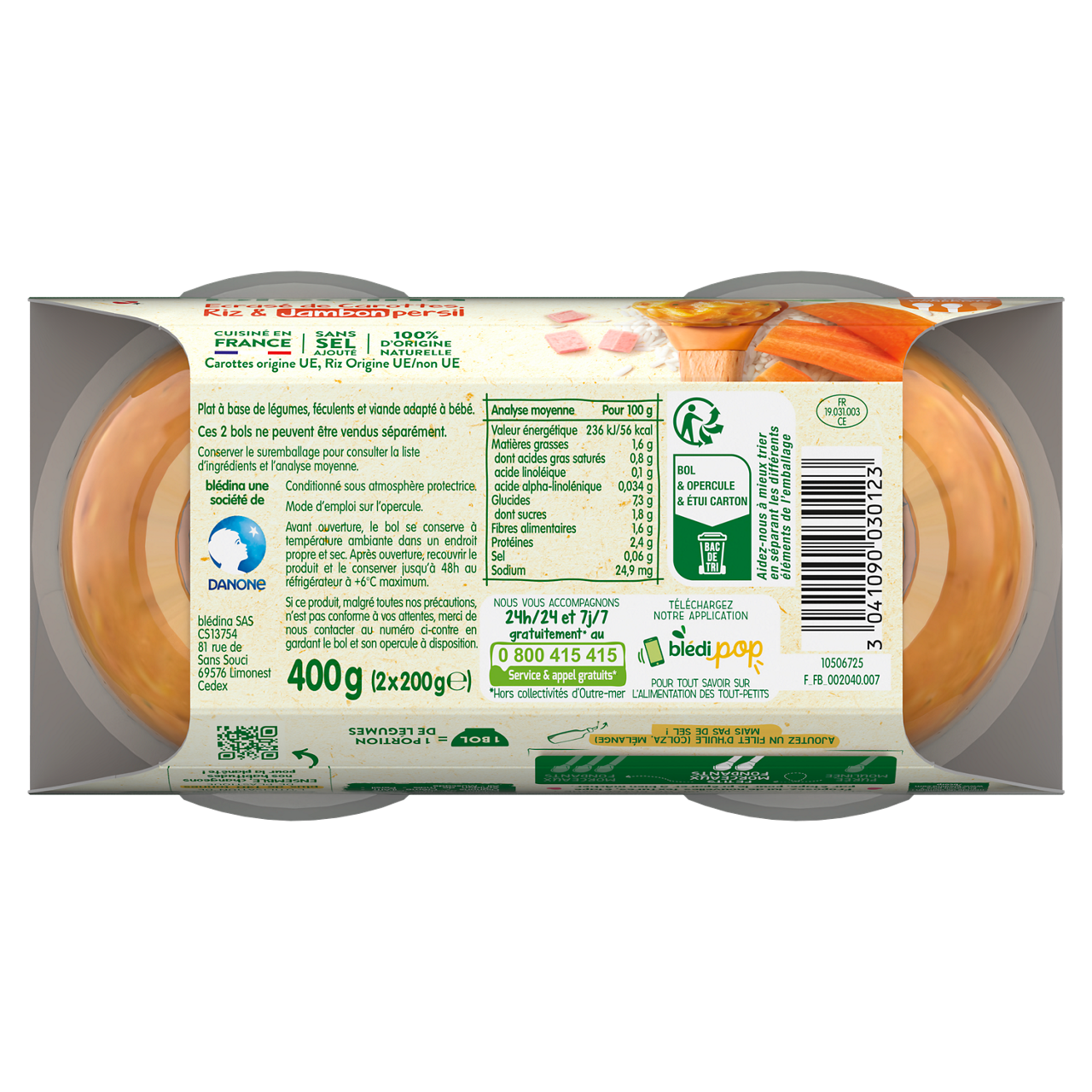 Blédina-Les Idées de Maman-Ham Rice-8m+-400 g