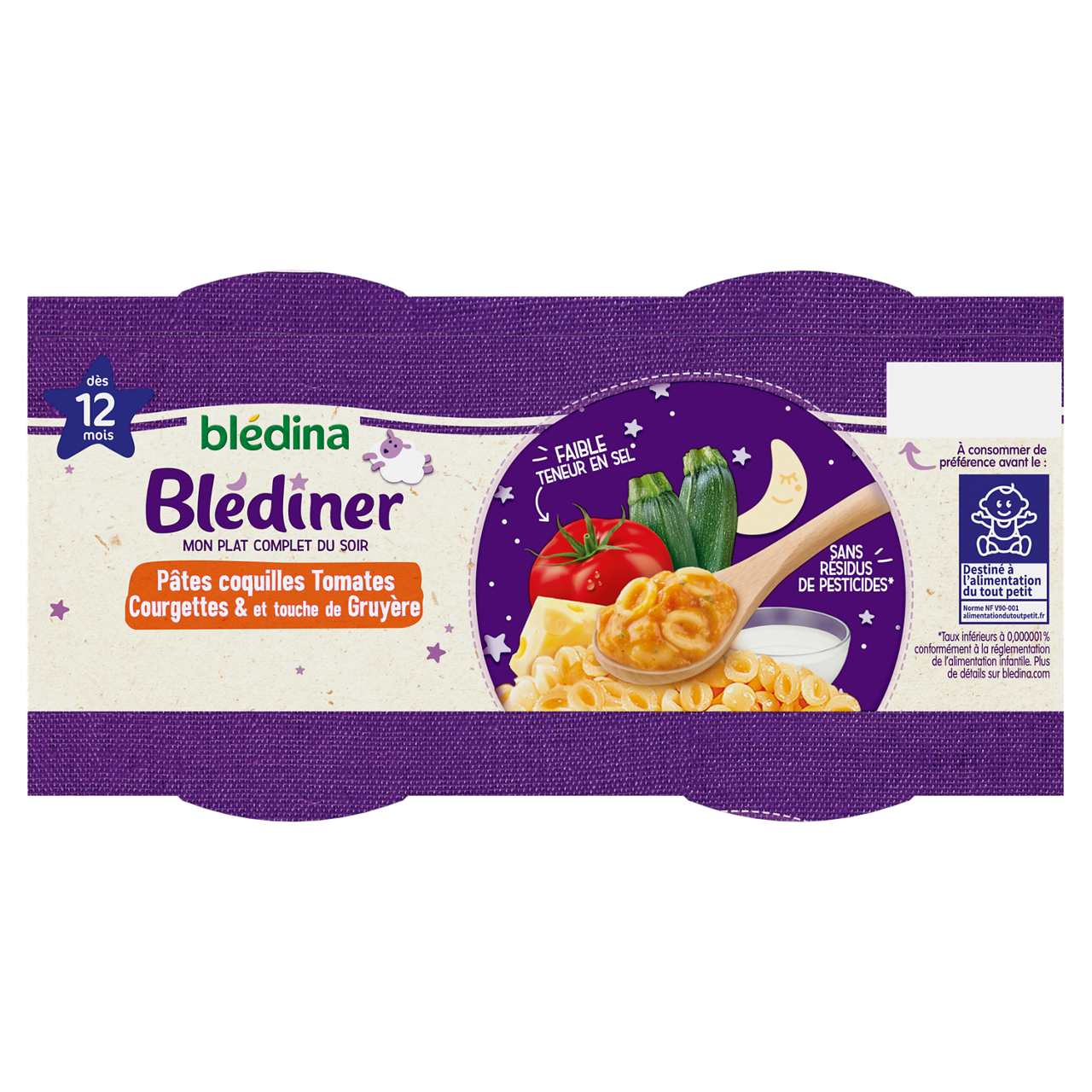 Blédina-Blediner-Pasta Tomato Zucchini Cheese-12m+-400 g