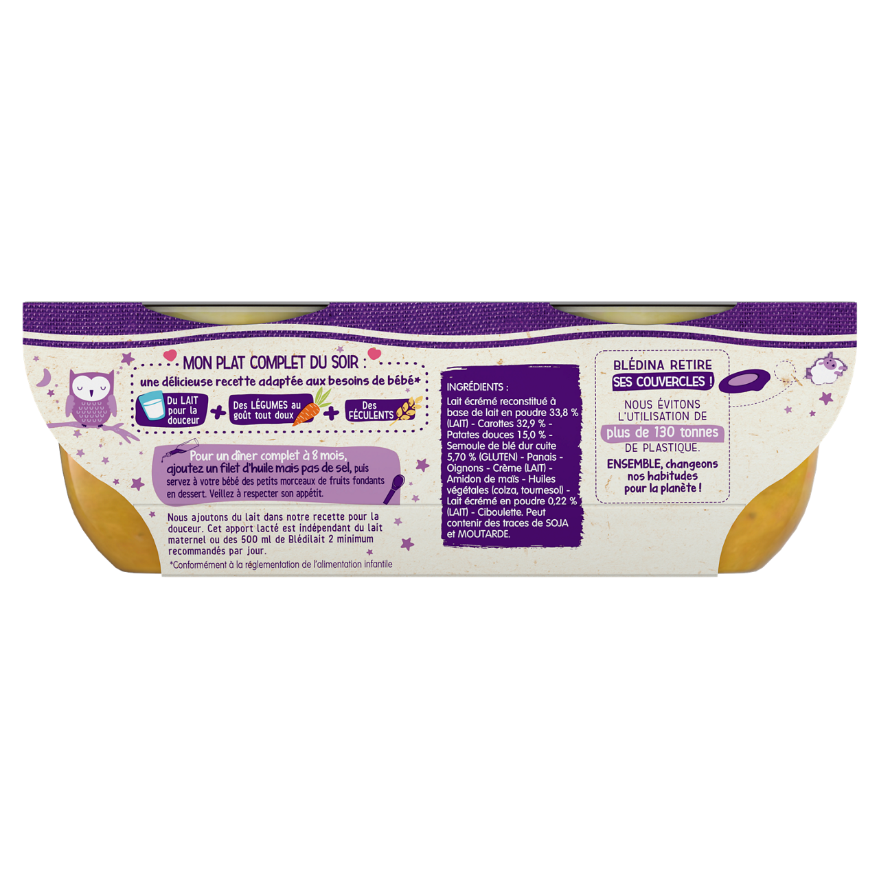 Blédina-Blediner-Carrot Sweet Potato Semolina Milk-8m+-400 g