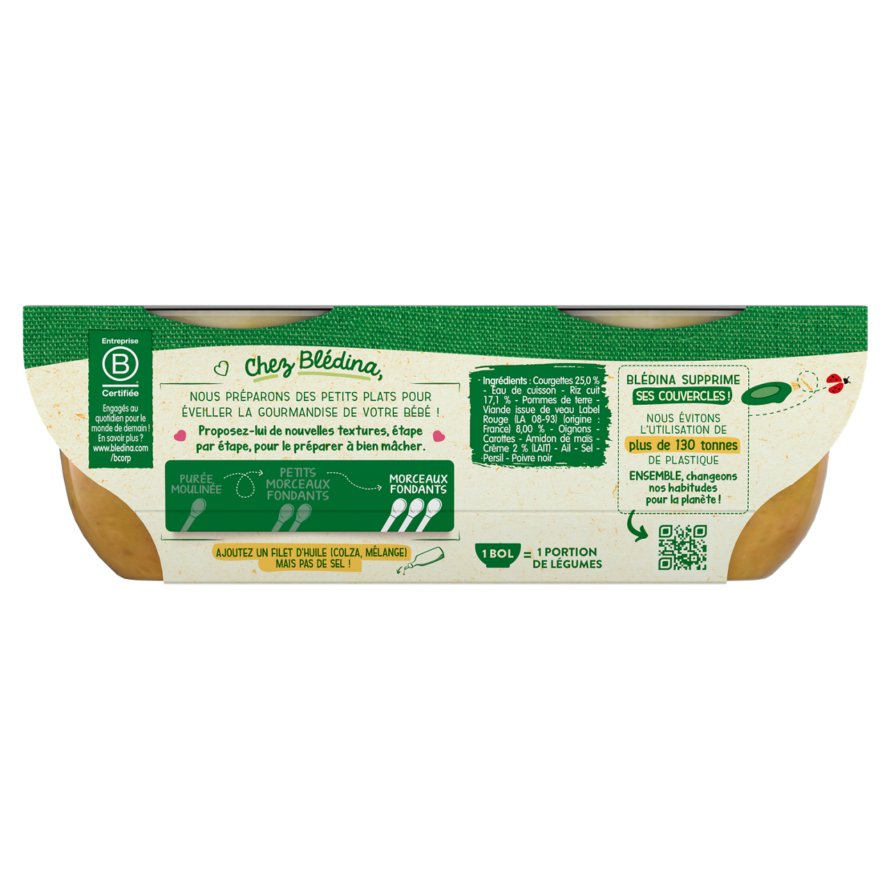 Blédina-Bledina-Zucchini Rice Veal-12m+-400 g