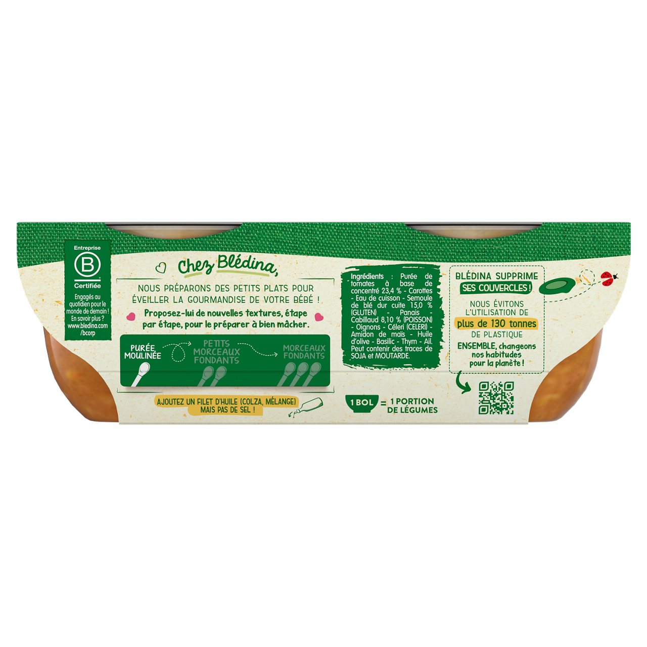 Blédina-Bledina-Tomato Semolina Fish-6m+-400 g