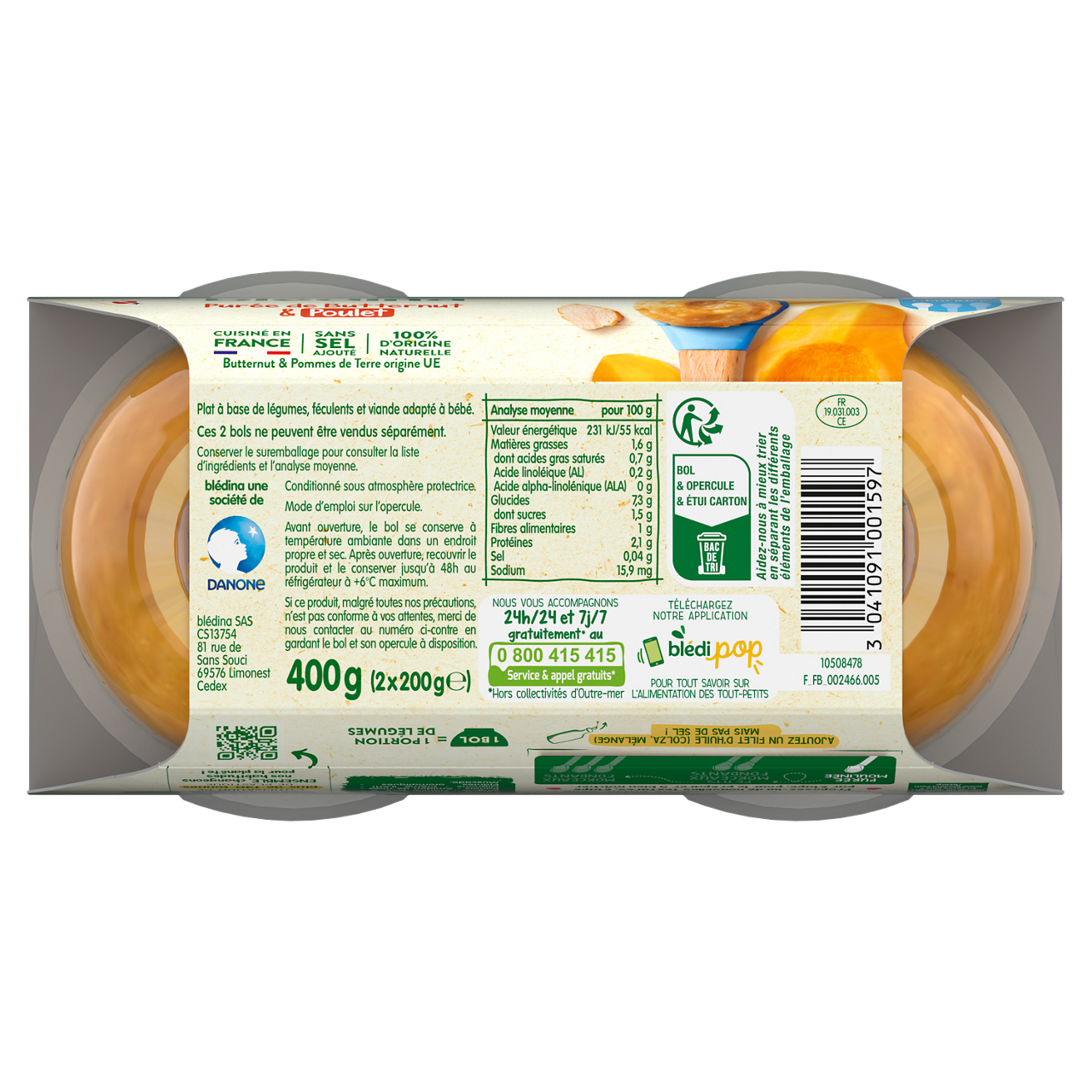 Blédina-Bledina-Butternut Chicken-6m+-400 g