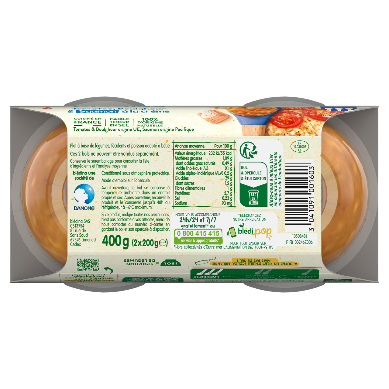 Blédina-Les Idées de Maman-Tomato Bulgur Salmon-12m+-400 g