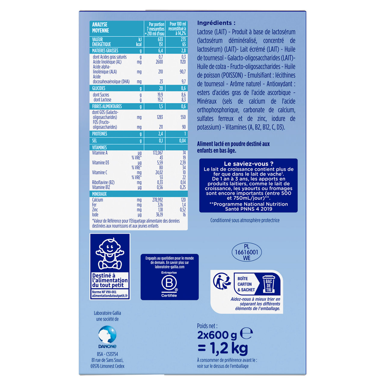 Laboratoire Gallia-Unflavoured-12m+-1,2 kg