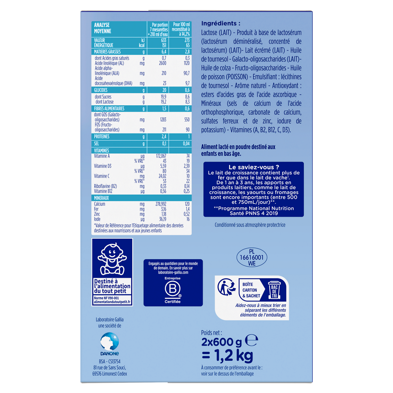 Laboratoire Gallia-Unflavoured-12m+-1,2 kg