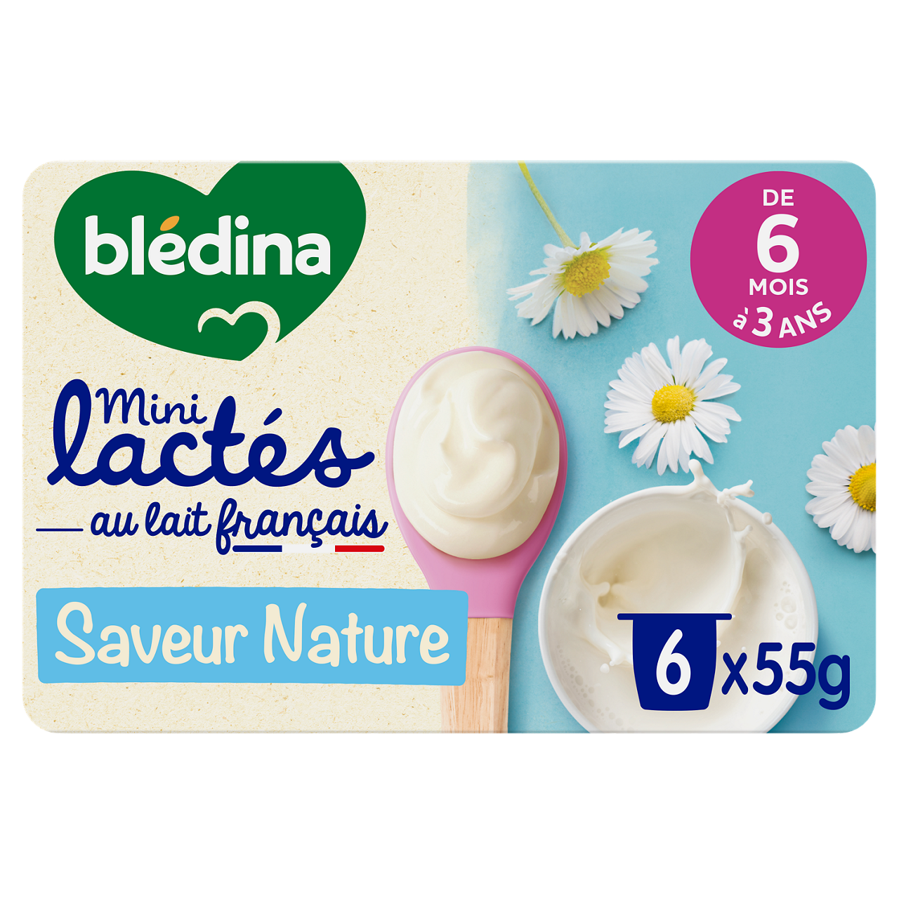 Blédina-Les Mini lactés-Natural-6m+-6 x 55 g