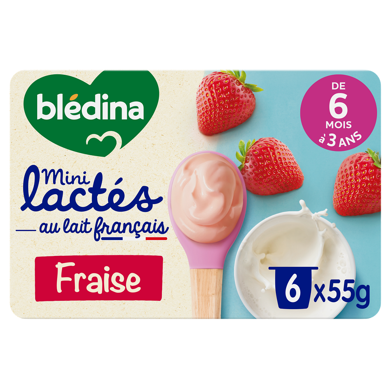 Blédina-Les Mini lactés-Strawberry and Yoghurt-6m+-6 x 55 g