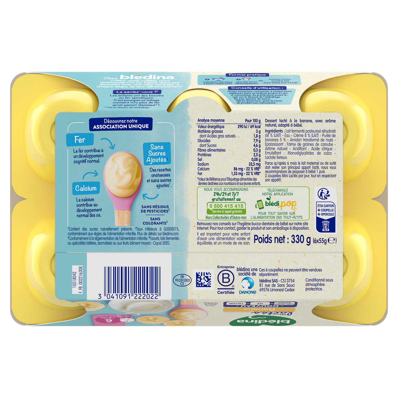 Blédina-Les Mini lactés-Banana and Yoghurt-6m+-6 x 55 g