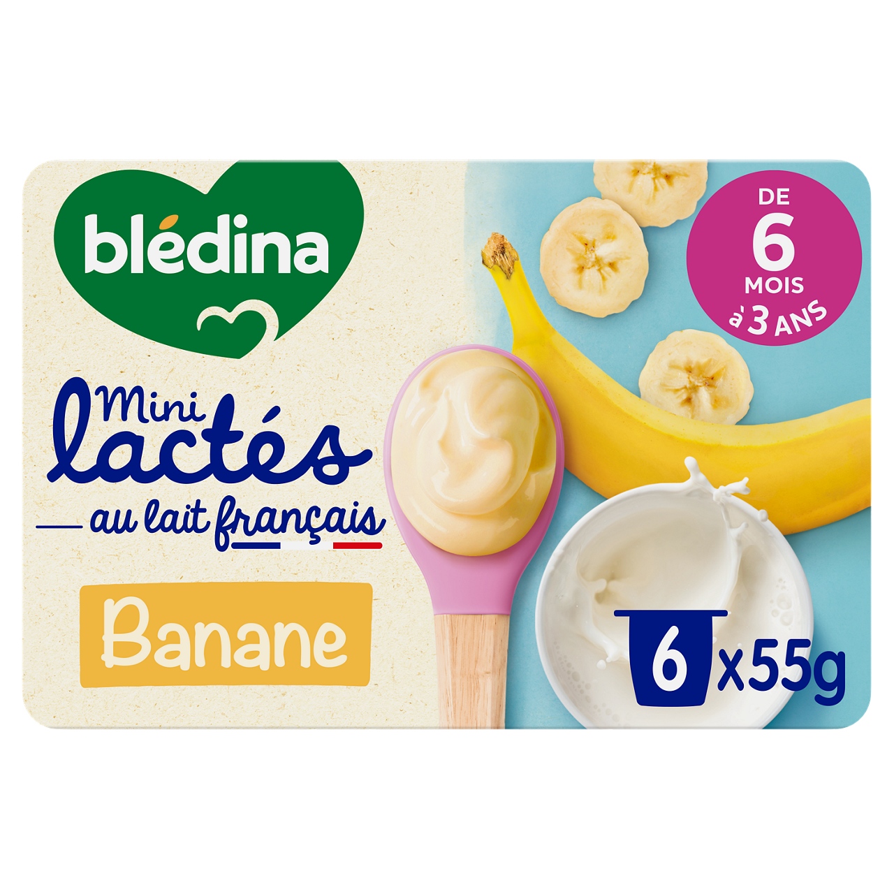 Blédina-Les Mini lactés-Banana and Yoghurt-6m+-6 x 55 g