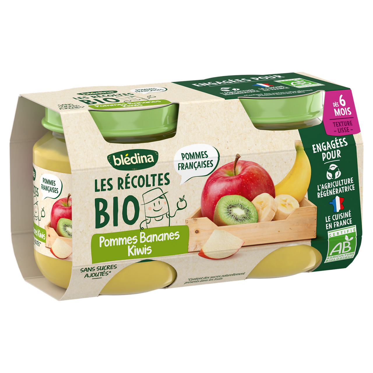 Blédina-Les récoltes bio-Apple and Banana-6m+-2 x 130 g