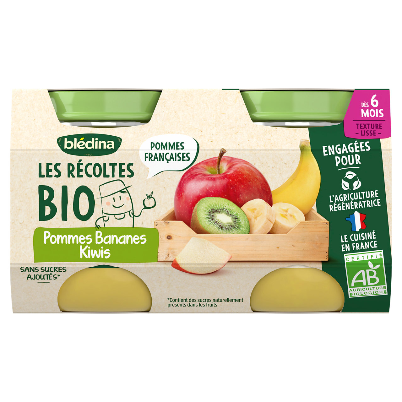 Blédina-Les récoltes bio-Apple and Banana-6m+-2 x 130 g