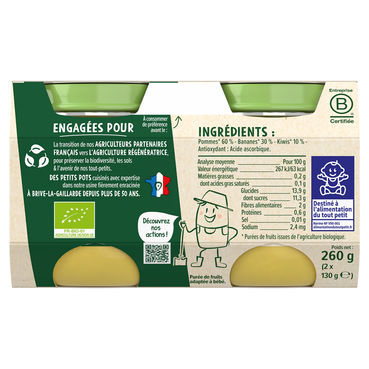 Blédina-Les récoltes bio-Apple and Banana-6m+-2 x 130 g