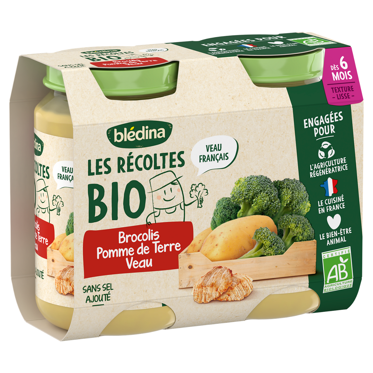 Blédina-Les récoltes bio-Broccoli Potato Veal-2 x 200 g