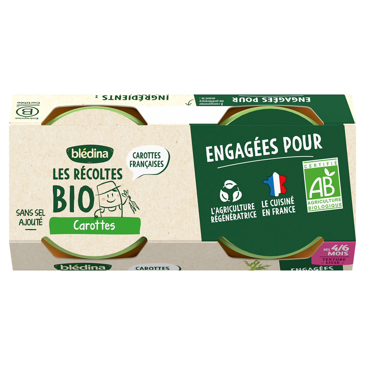 Blédina-Les récoltes bio-Carrot-4m+-2 x 130 g