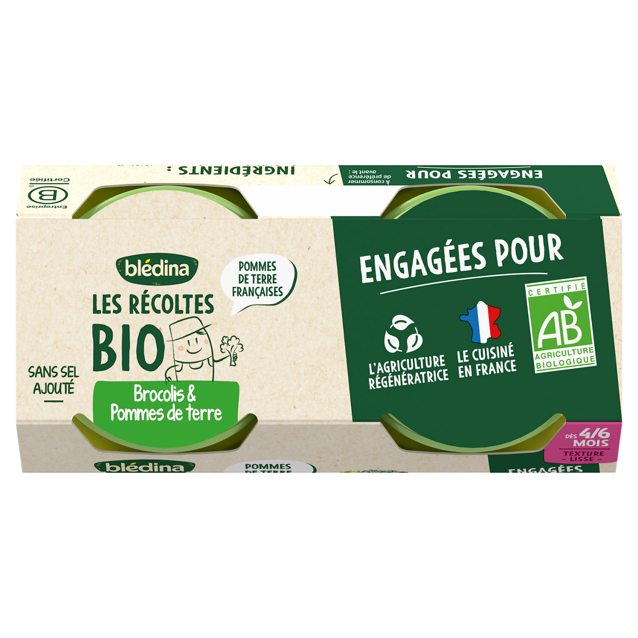 Blédina-Les récoltes bio-Broccoli Potato-4m+-2 x 130 g