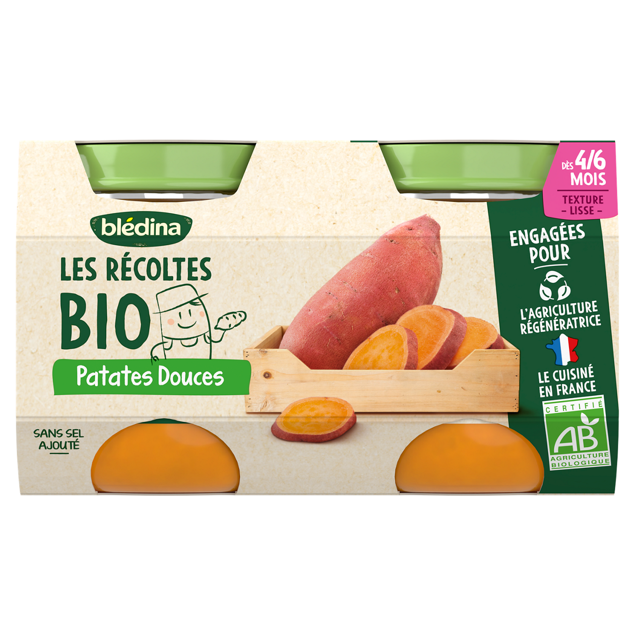 Blédina-Les récoltes bio-Sweet Potato-4m+-2 x 130 g