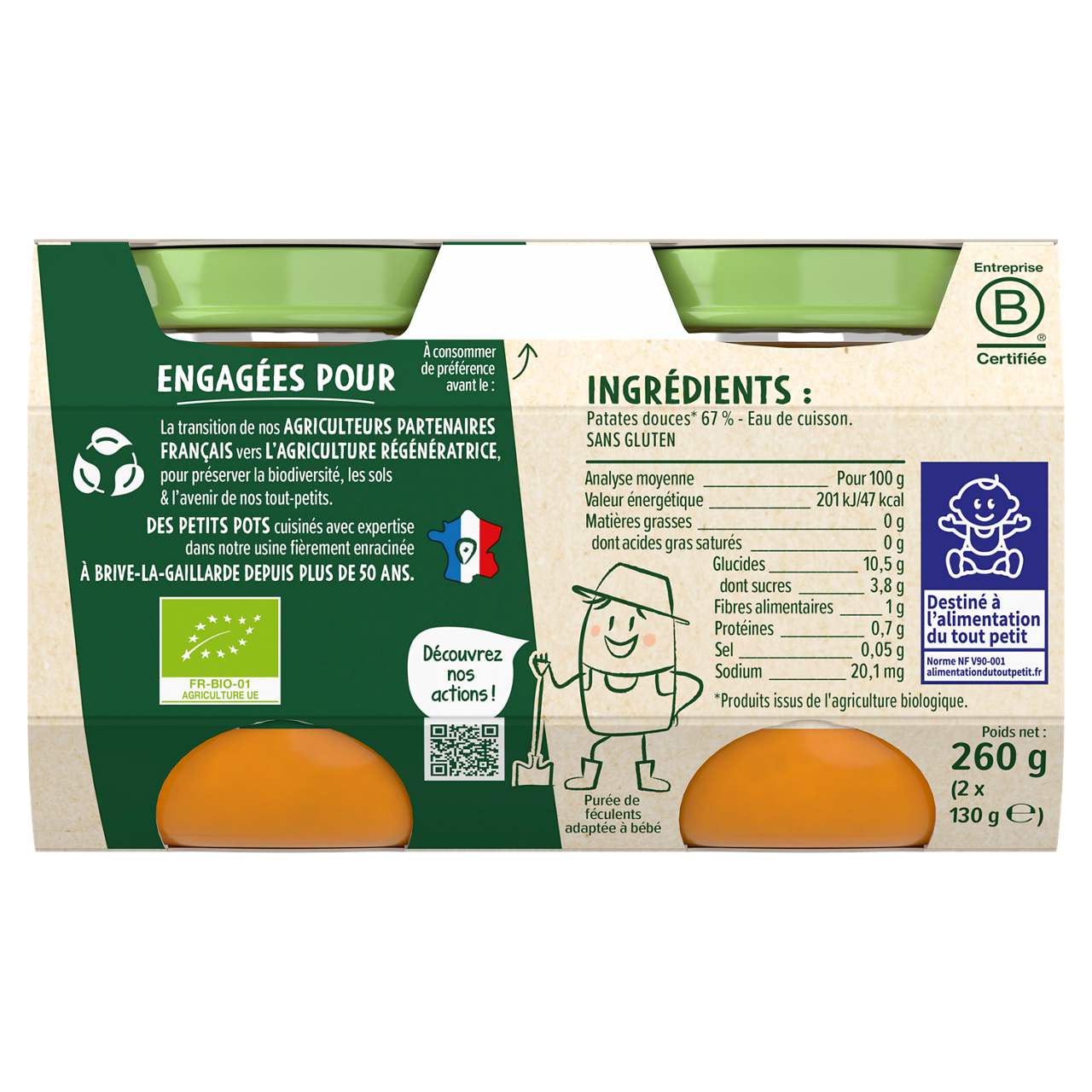 Blédina-Les récoltes bio-Sweet Potato-4m+-2 x 130 g