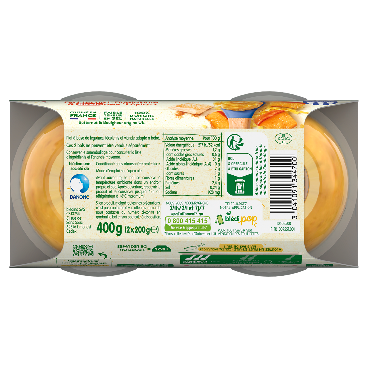 Blédina-Bledina-Butternut Bulgur Turkey-12m+-400 g