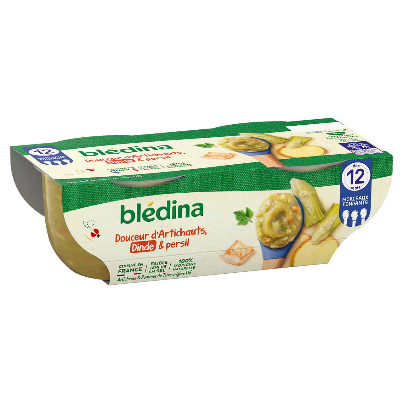 Blédina - Les Idées de Maman - Artichoke Turkey Meat - 2 x 200 g - 12m+