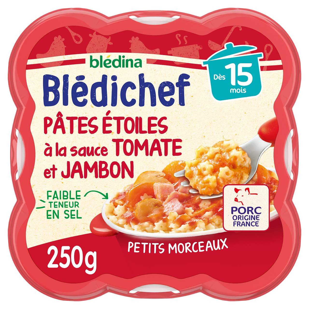 Blédina - Bledichef - Pasta Tomato Ham - 250 g - 15m+