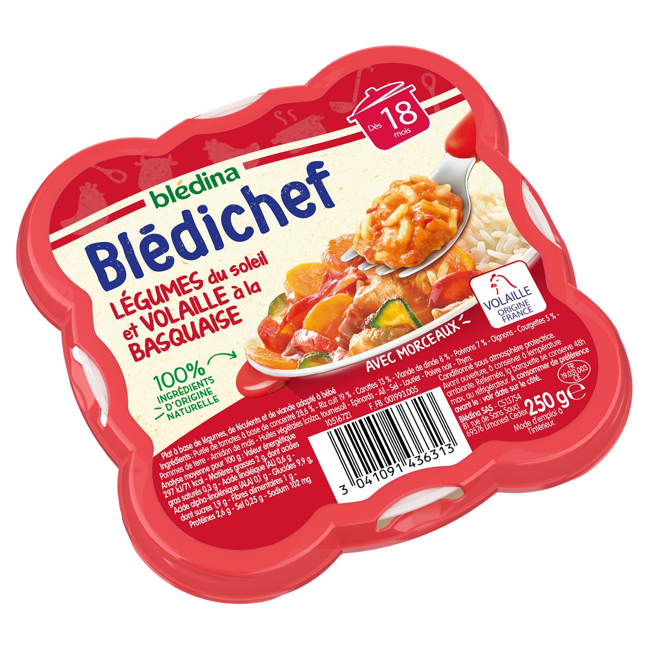 Blédina-Bledichef-Tomato Rice Chicken-18m+-250 g