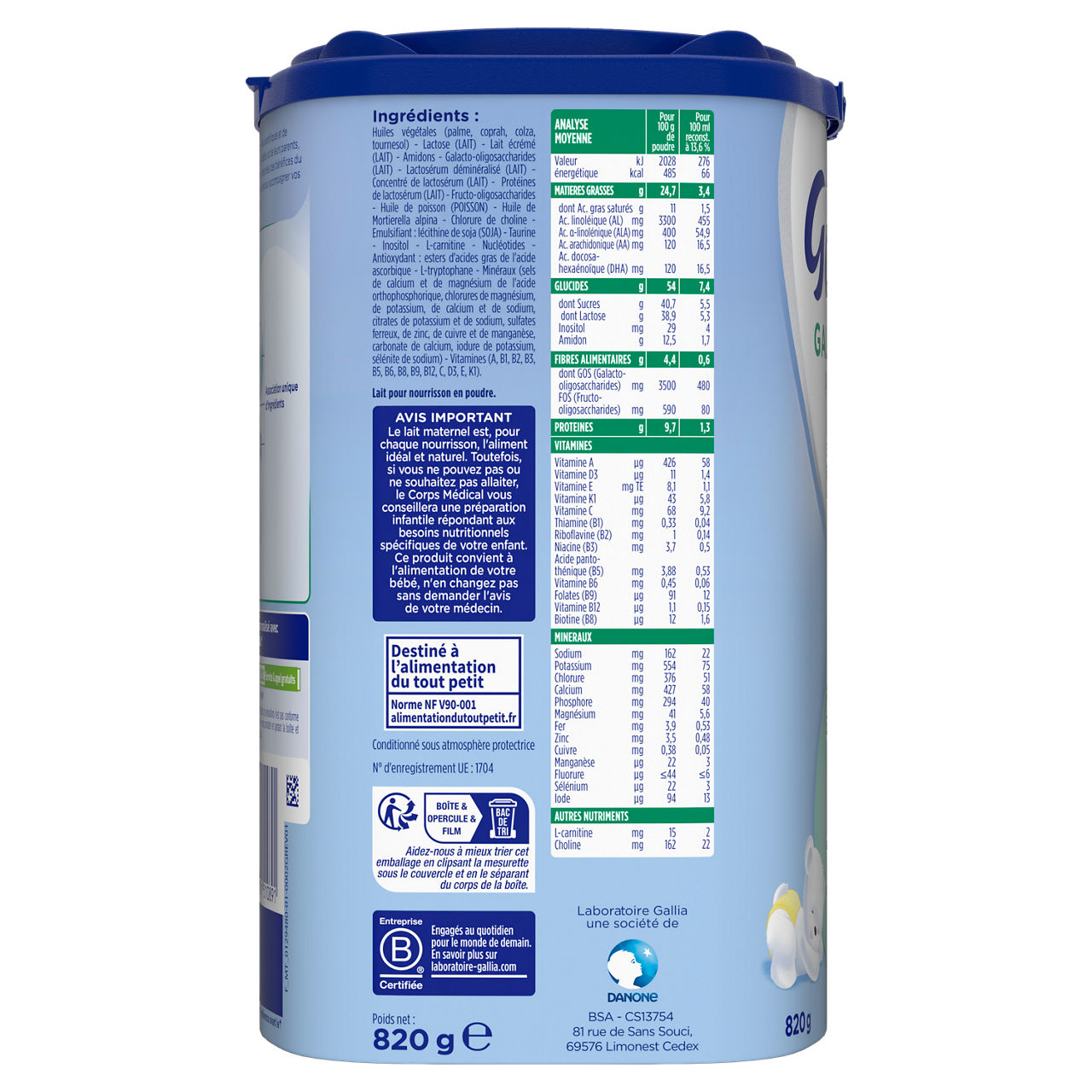 Laboratoire Gallia-Galliagest Premium-Unflavoured-0-6m-820 g