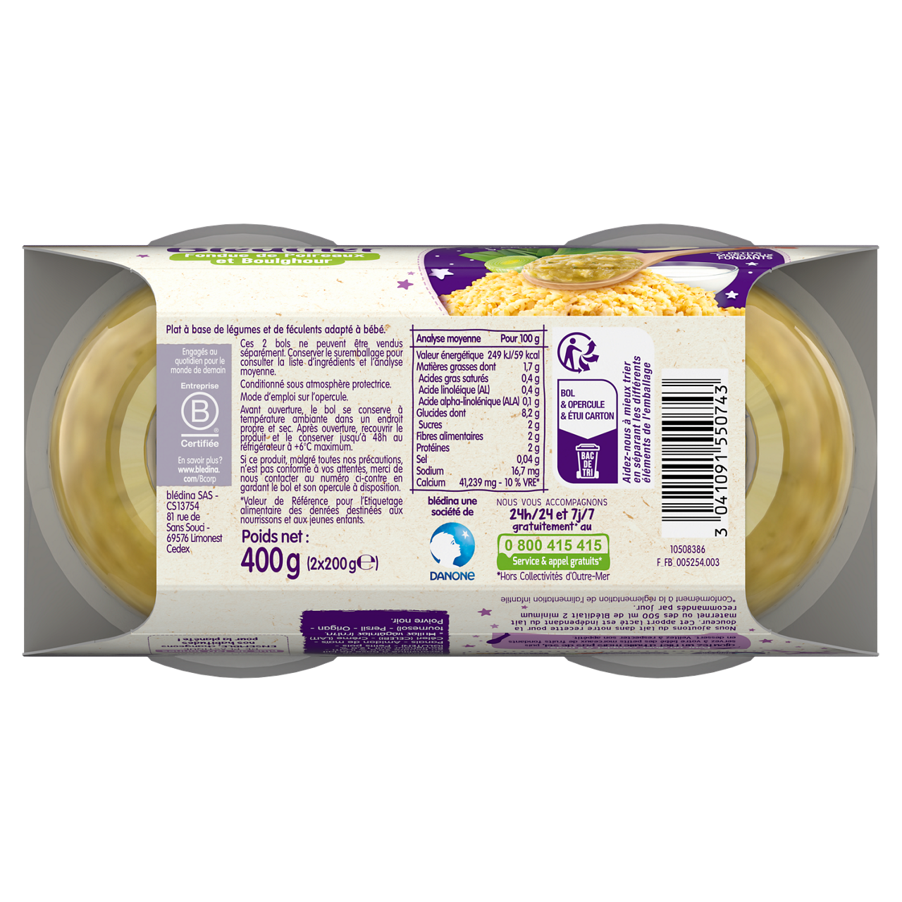 Blédina-Blediner-Leek Bulgur-8m+-400 g