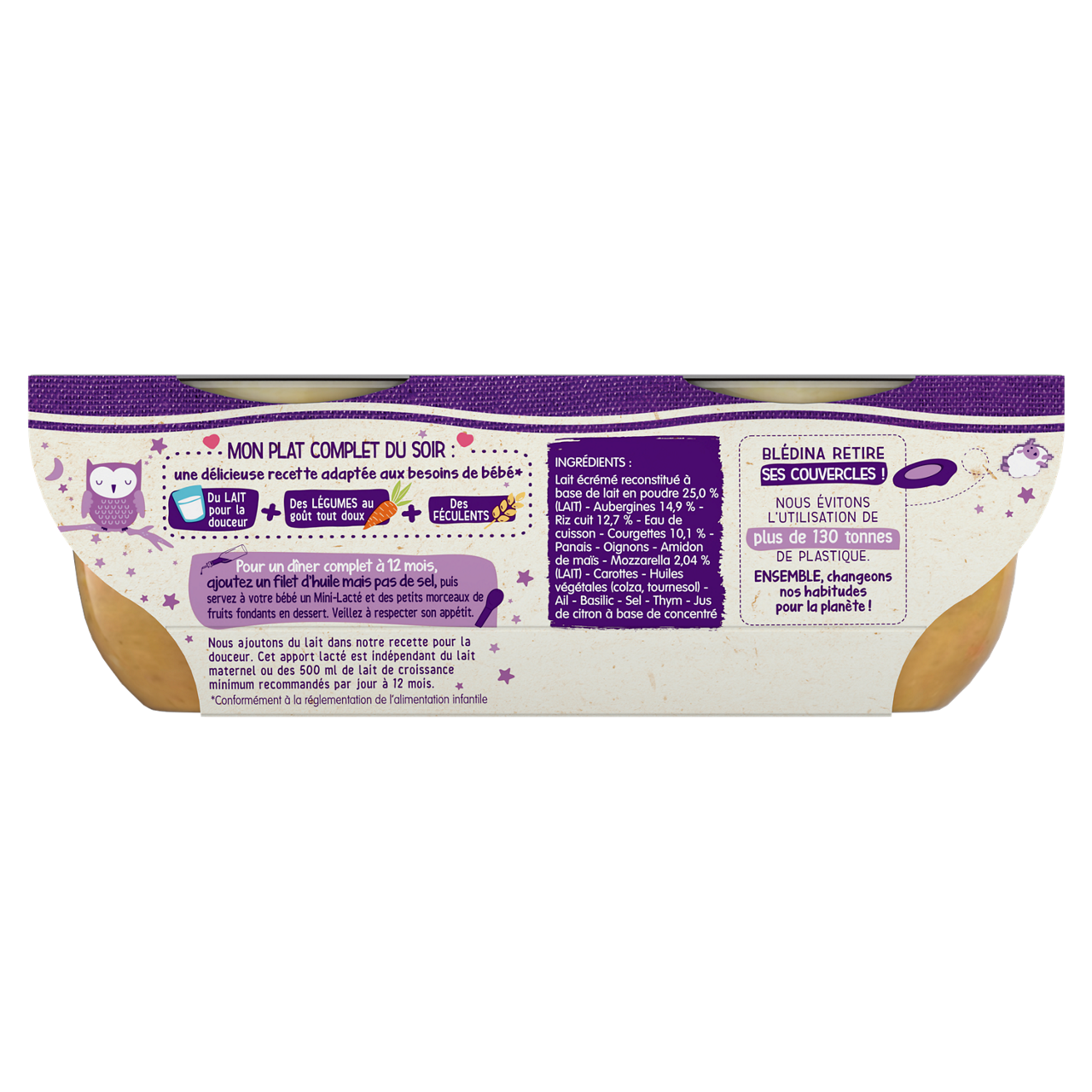 Blédina-Blediner-Eggplant Zucchini Rice Mozzarella-12m+-400 g