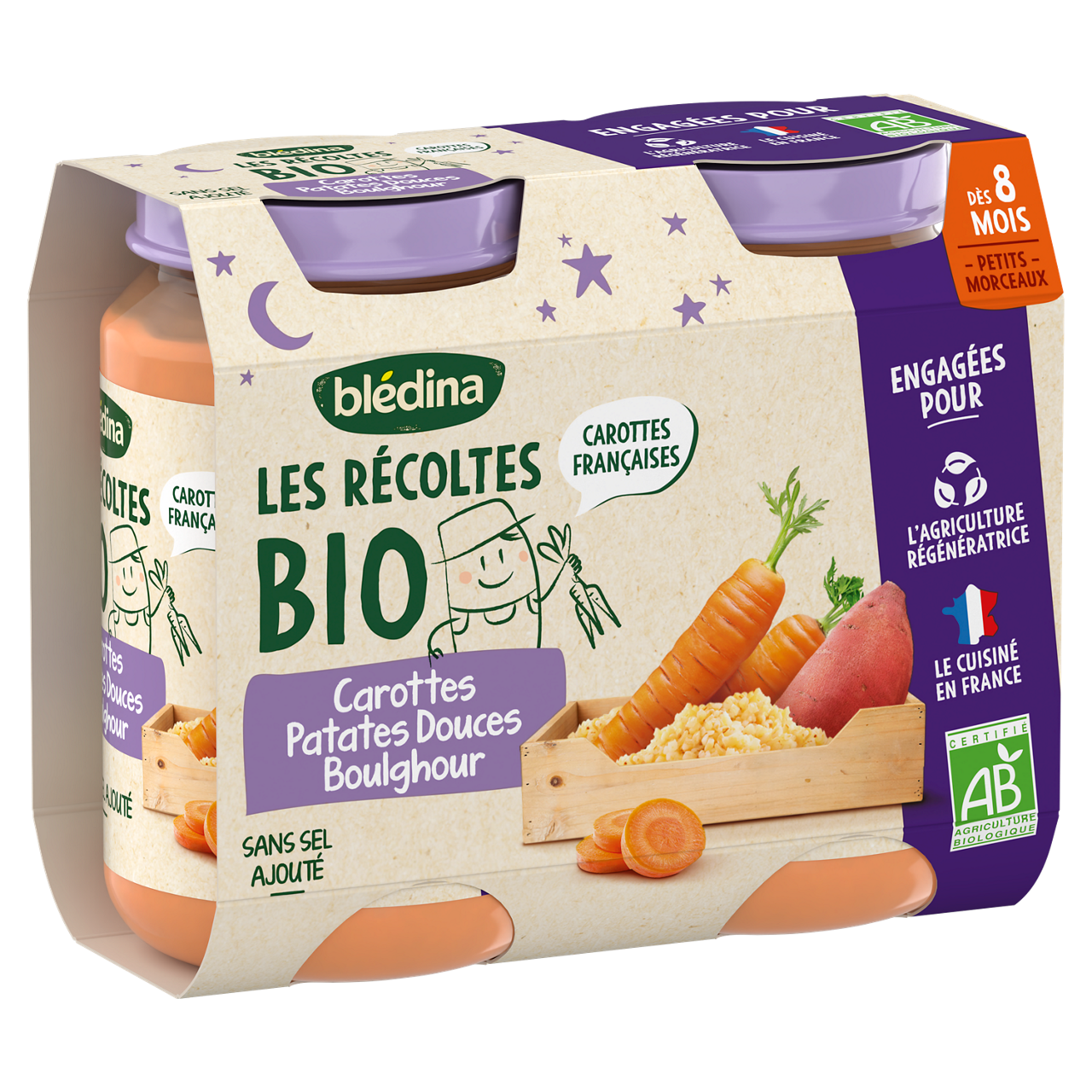 Blédina-Les récoltes bio-Carrot Sweet Potato-8m+-400 g