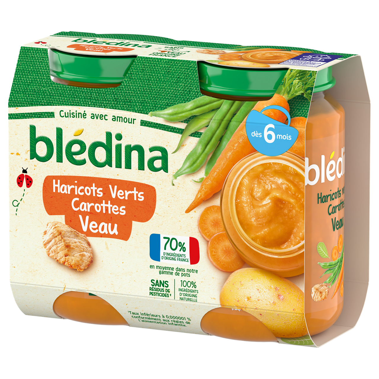 Blédina-Bledina-Grean Bean and Carrot Veal-6m+-2 x 200 g