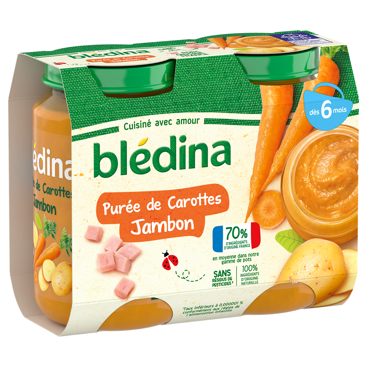 Blédina-Bledina-Carrot Ham-6m+-2 x 200 g