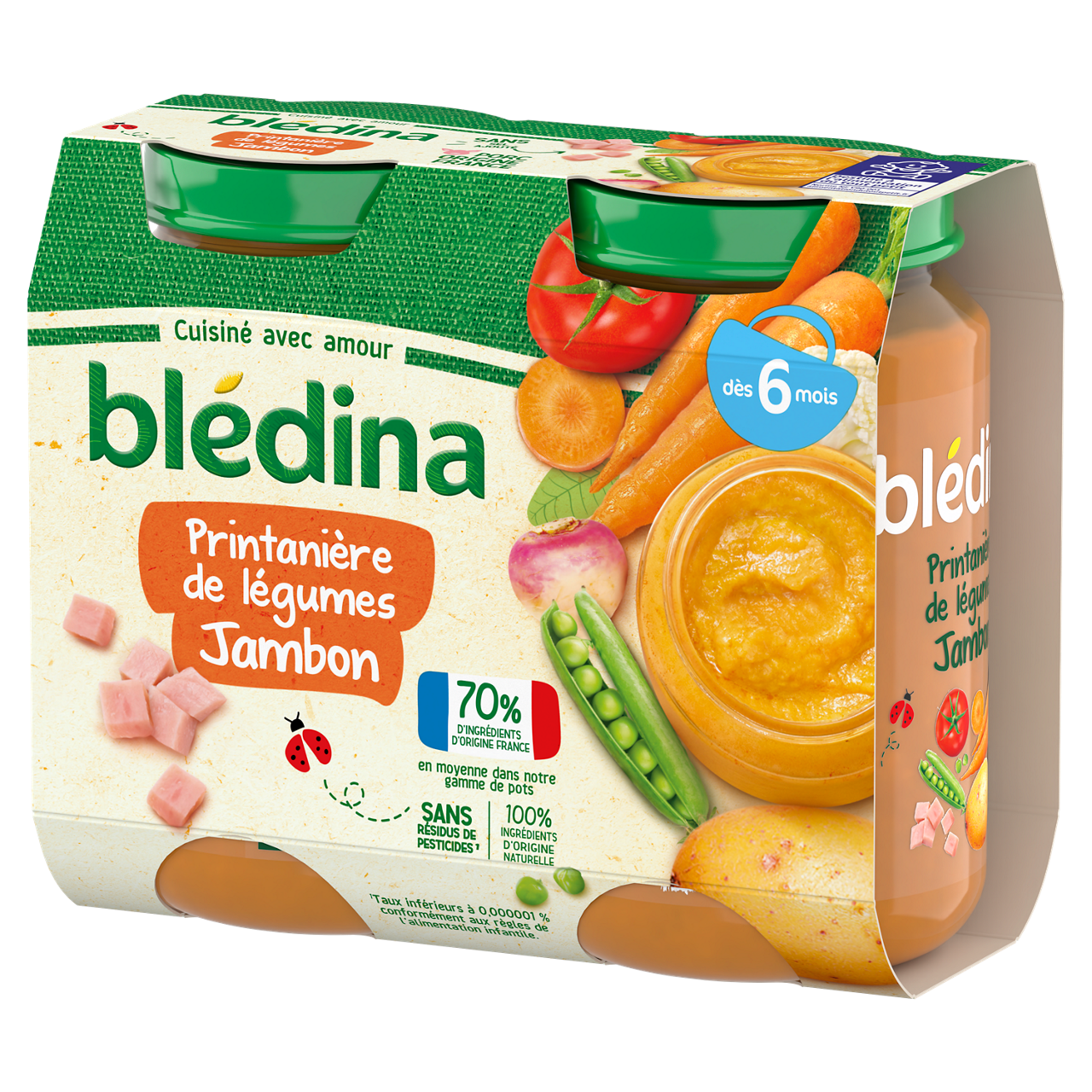 Blédina-Bledina-Vegetables Ham-6m+-2 x 200 g