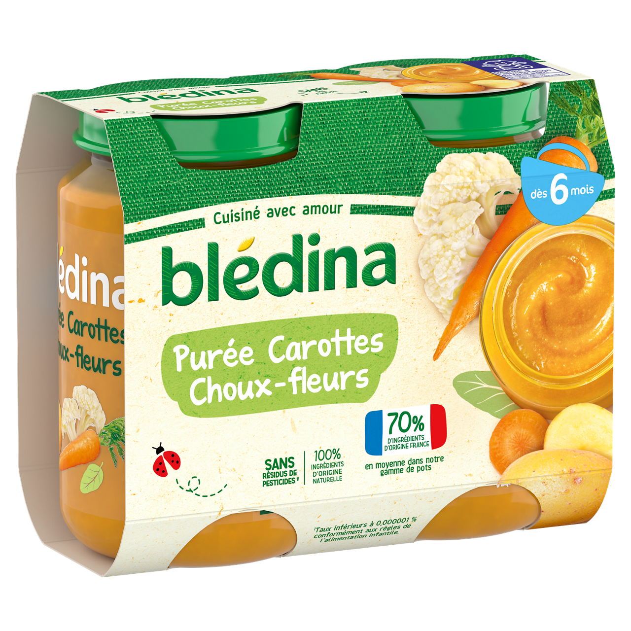 Blédina-Bledina-Carrot Cauliflower-6m+-2 x 200 g