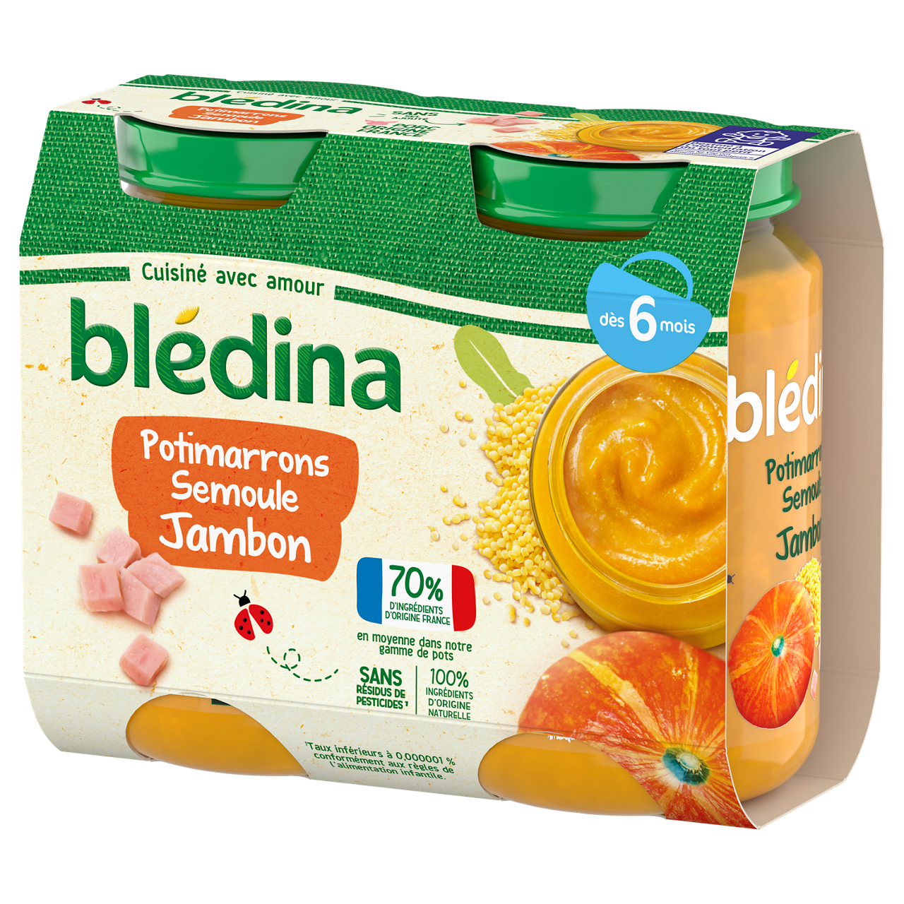 Blédina-Bledina-Pumpkin Samolina Ham-6m+-2 x 200 g