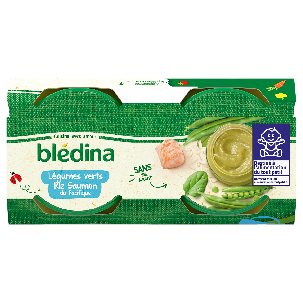 Blédina-Bledina-Green Vegetables Rice Salmon-6m+-2 x 200 g