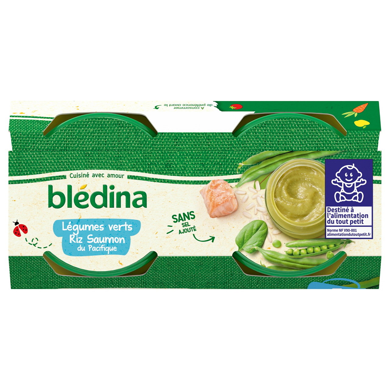 Blédina-Bledina-Green Vegetables Rice Salmon-6m+-2 x 200 g