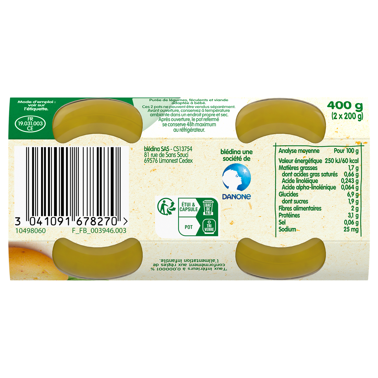 Blédina-Bledina-Vegetables beef-6m+-2 x 200 g