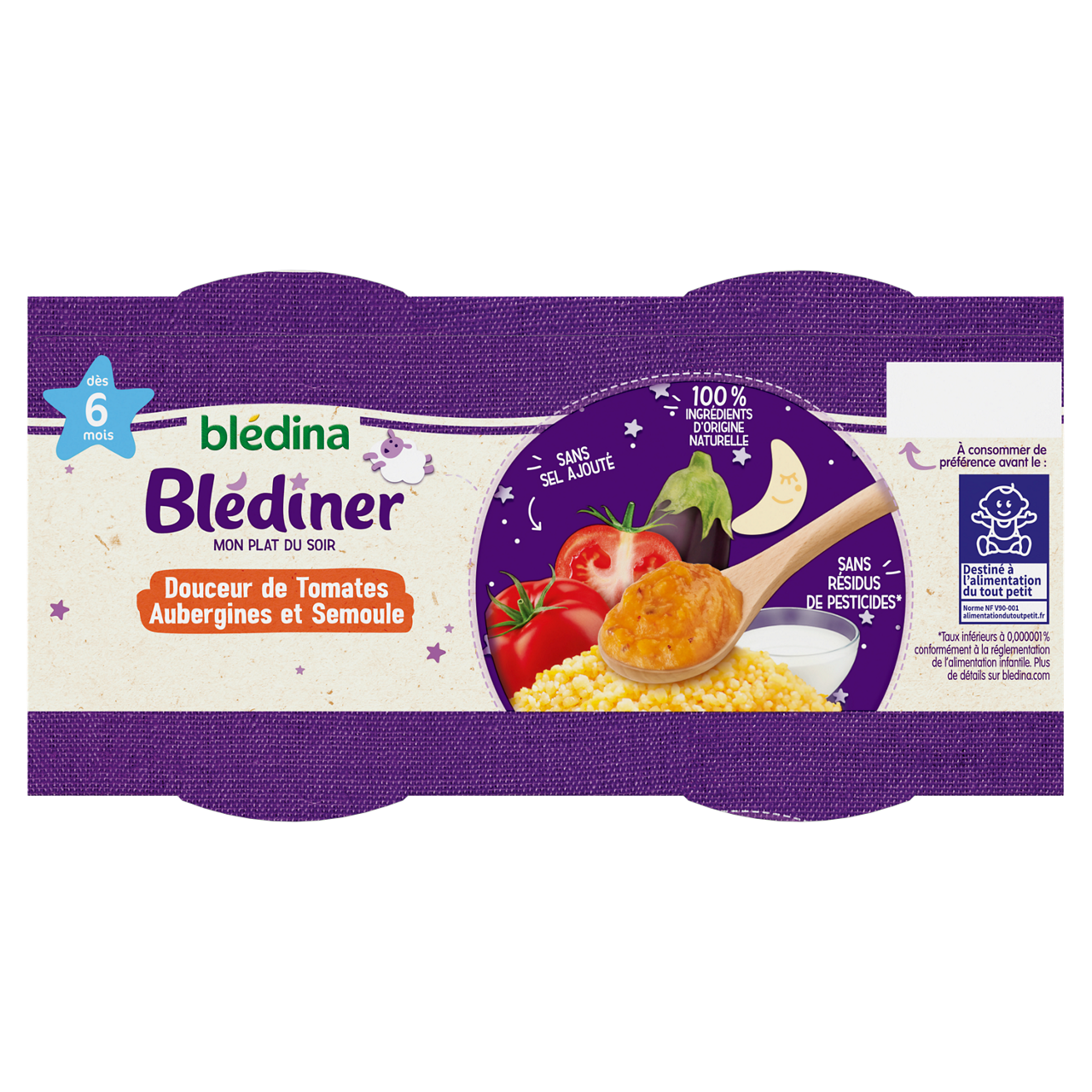 Blédina-Blediner-Tomato Eggplant Semolina-6m+-400 g