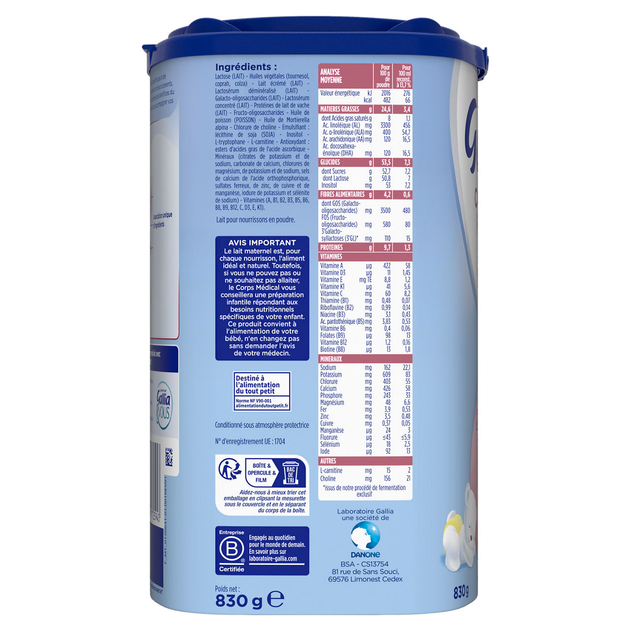 Laboratoire Gallia-Relais-Unflavoured-0-6m-830 g