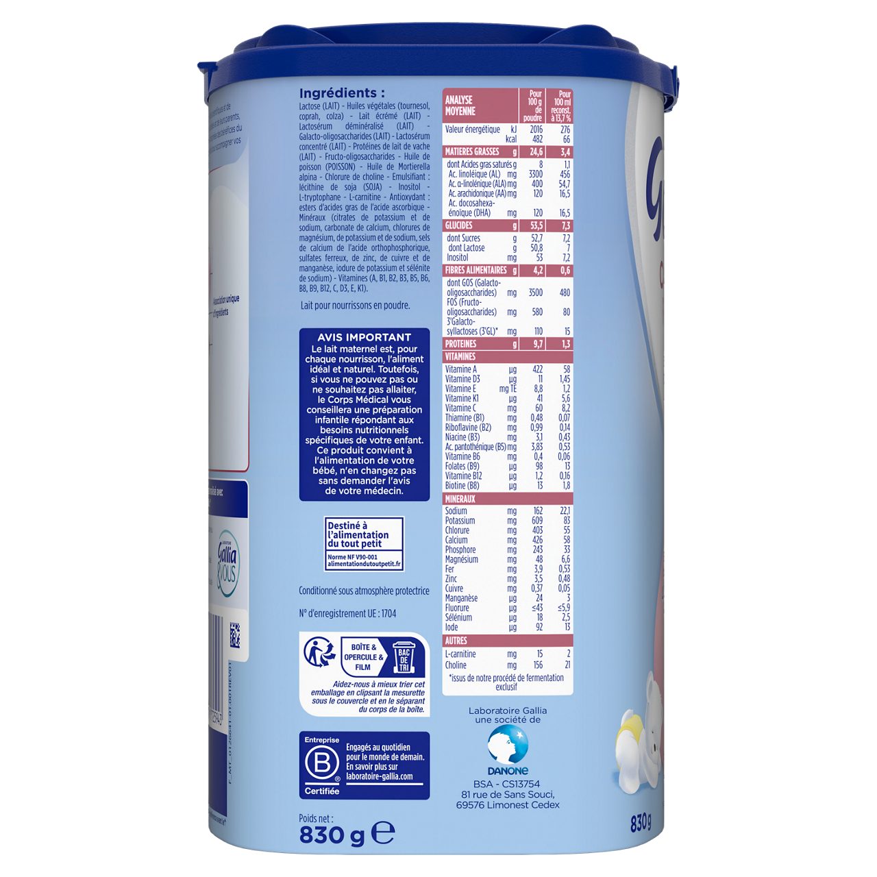 Laboratoire Gallia-Relais-Unflavoured-0-6m-830 g