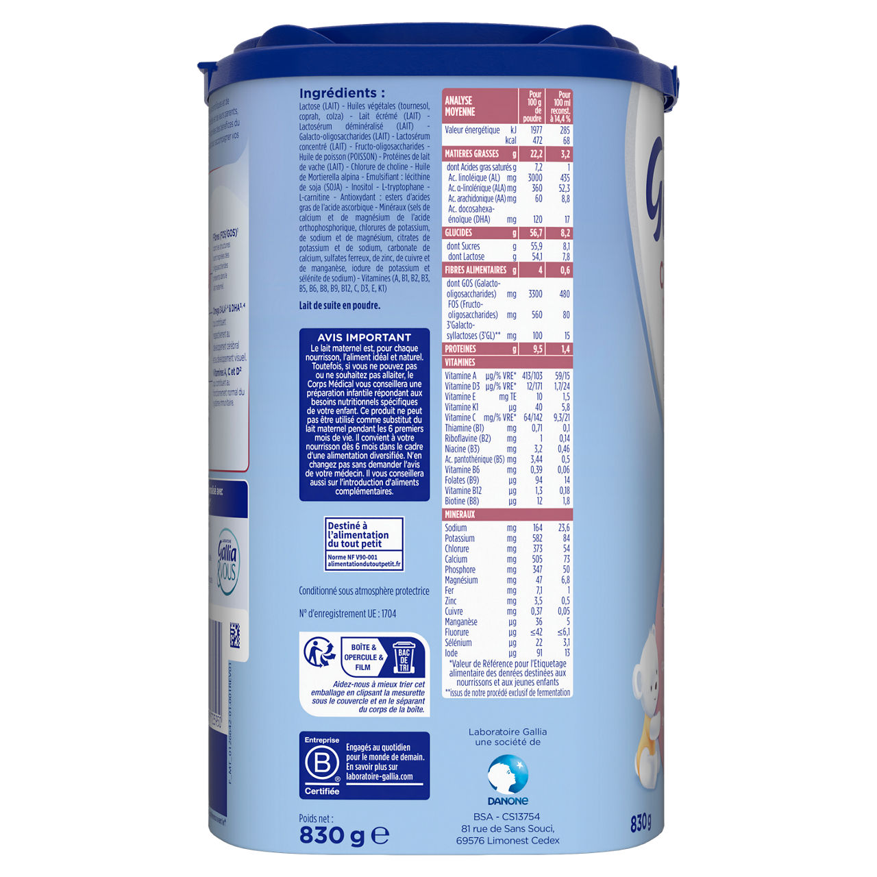 Laboratoire Gallia-Relais-Unflavoured-6-12m-830 g