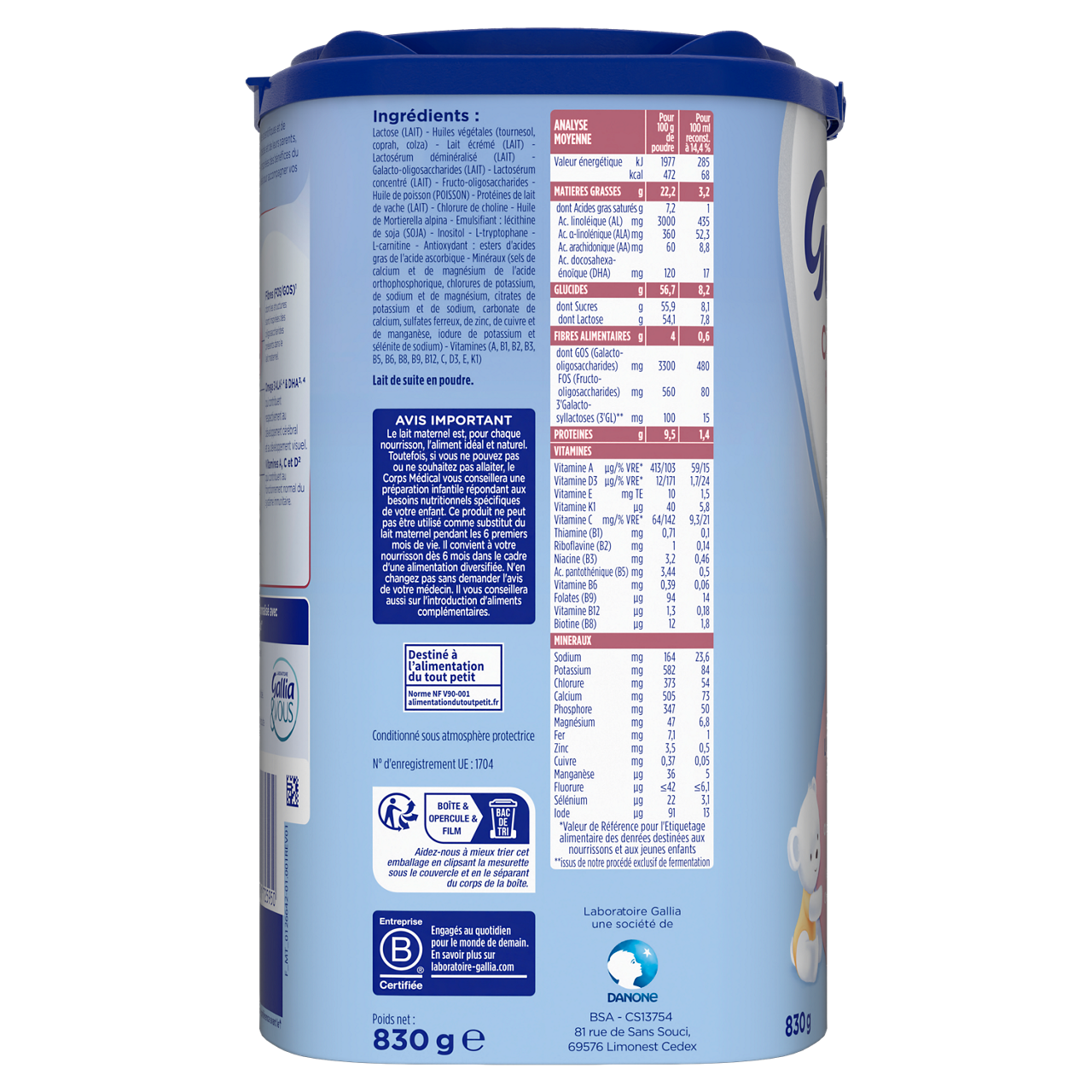 Laboratoire Gallia-Relais-Unflavoured-6-12m-830 g