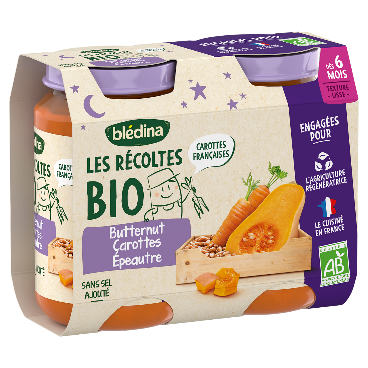 Blédina-Les récoltes bio-Butternut Carrot Bulgur-6m+-400 g