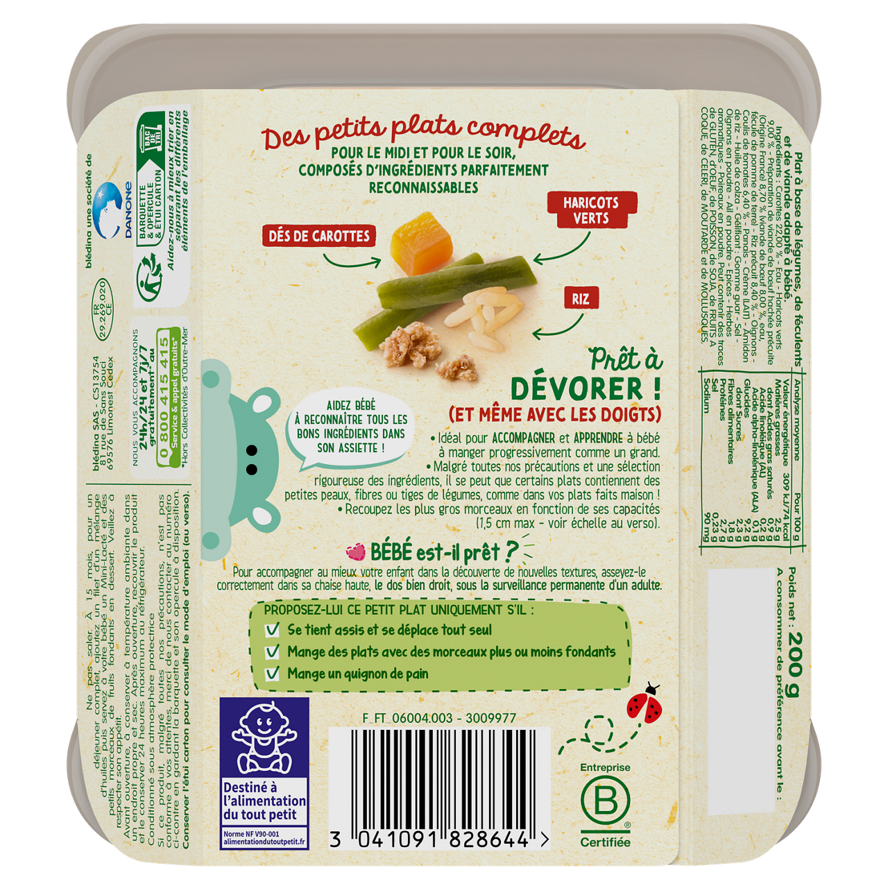 Blédina-Bledina-Carrot Green Bean Beef-15m+-200 g