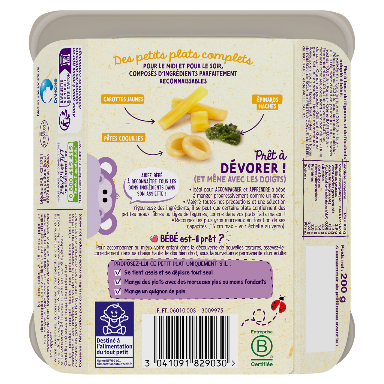 Blédina-Bledina-Spinach Carrot Macaronis-15m+-200 g