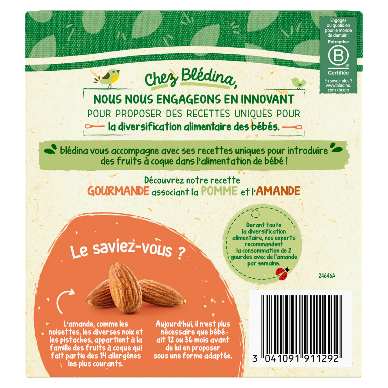 Blédina-Bledina-Apple & almond-6m+-85 g