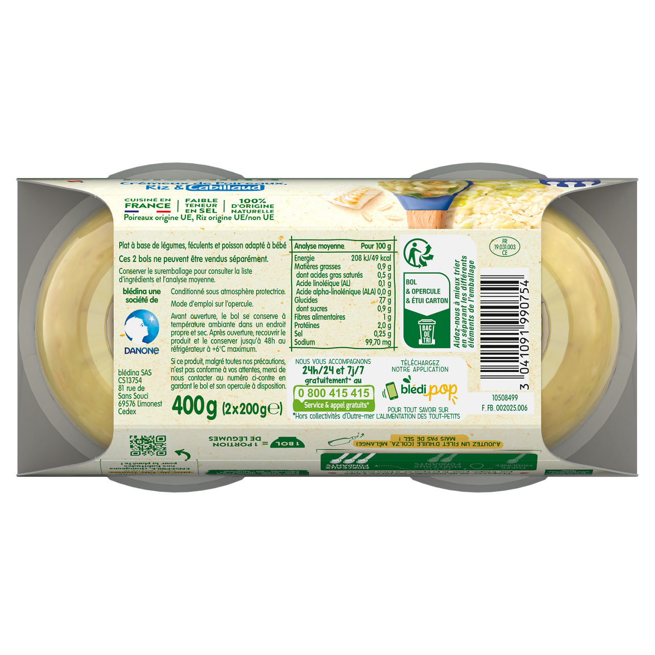 Blédina-Bledina-Leek Rice Pollack-12m+-400 g