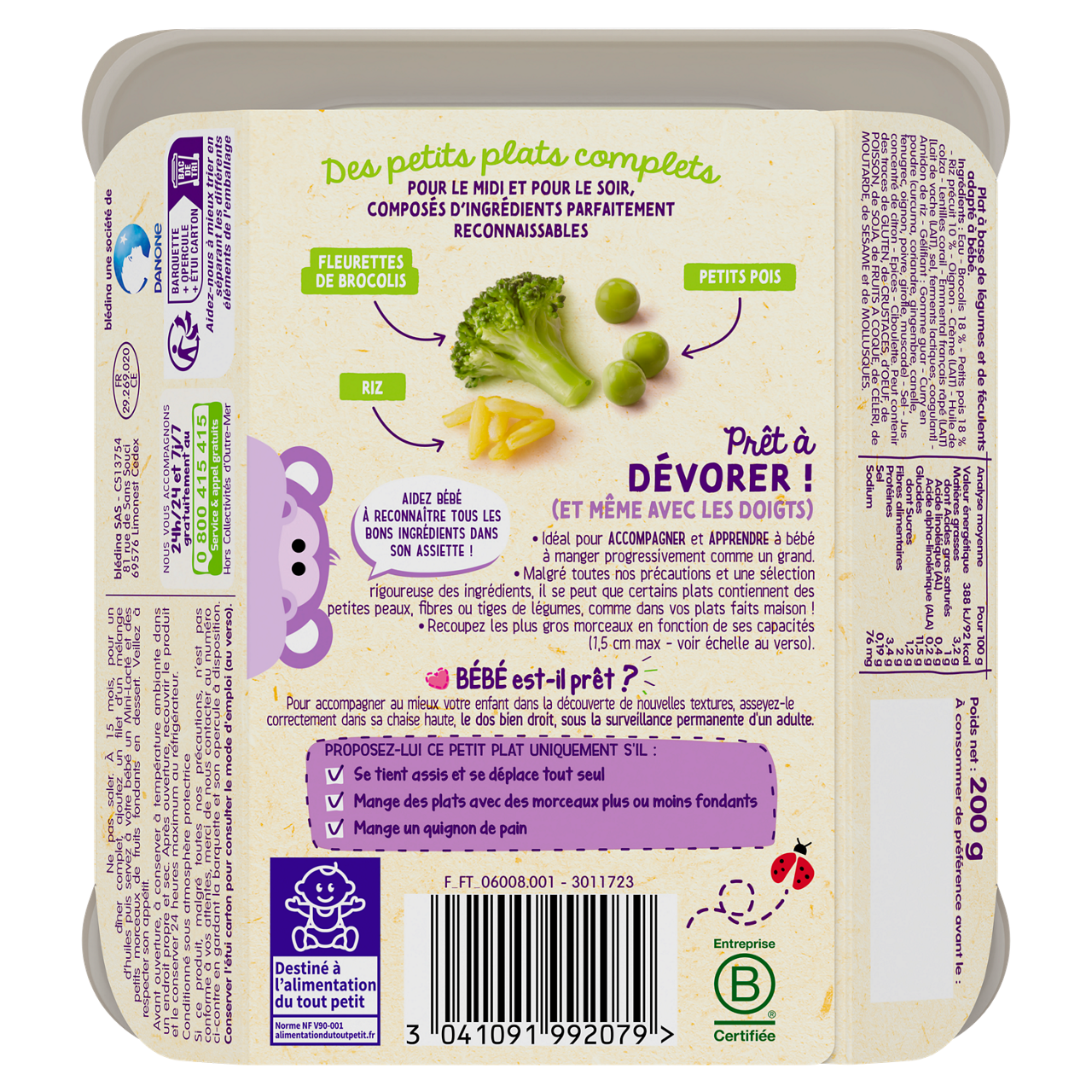 Blédina-Broccoli Peas Rice Milk-15m+-200 g